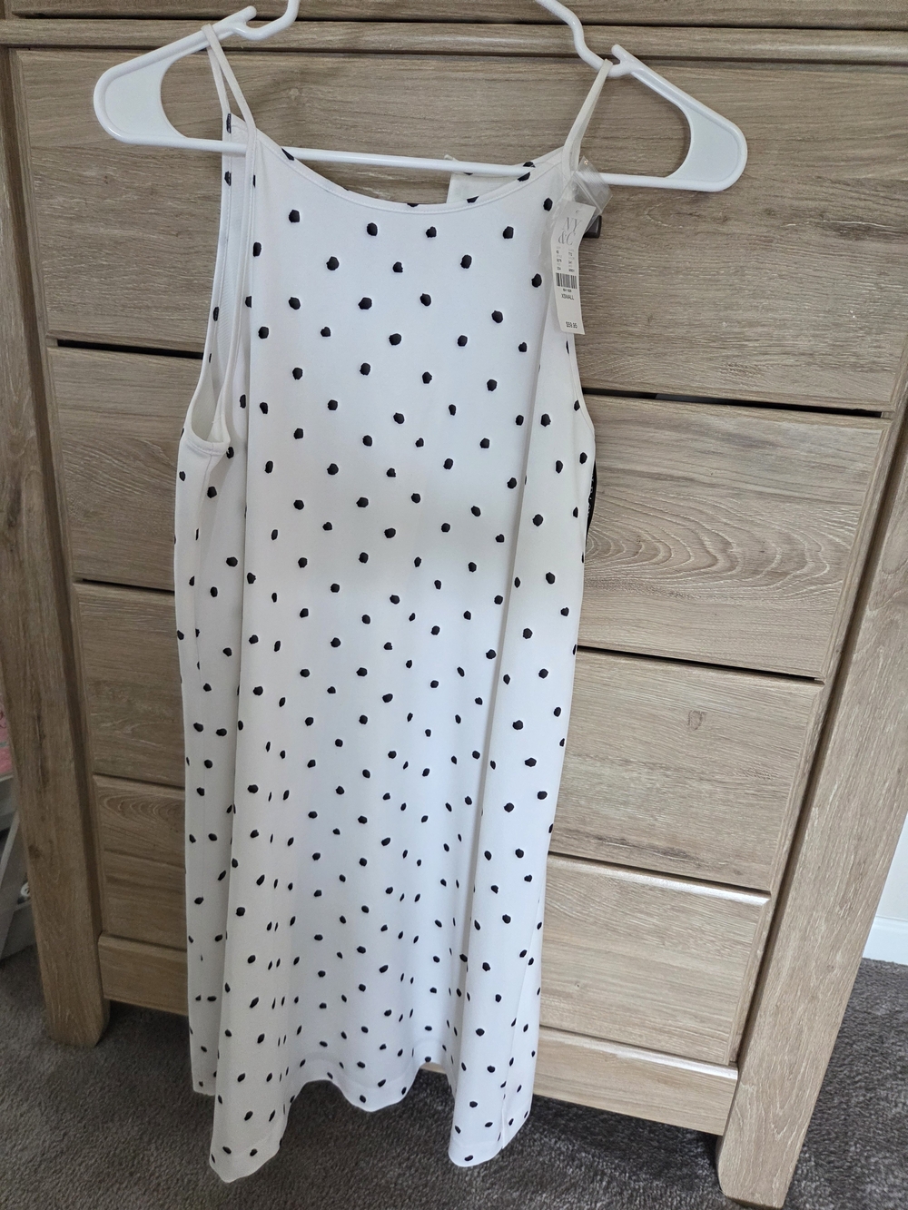 New York & Company White Polka Dot Midi Dress